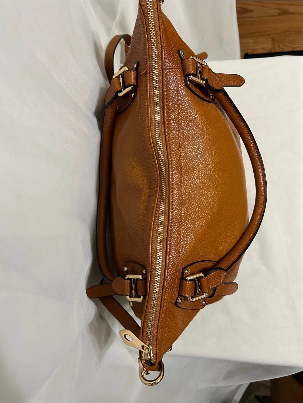 Kattee Pebble Leather Satchel In Chestnut